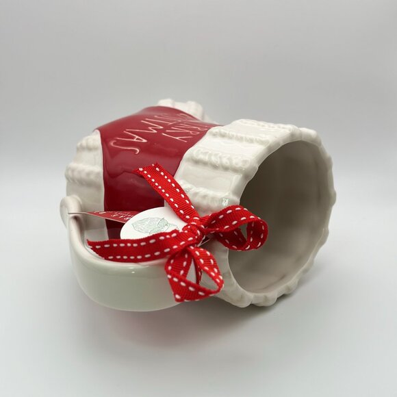 Christmas Stocking Shaped mug by Rae Dunn | Merry Christmas Red and White mug - Picture 5 of 5